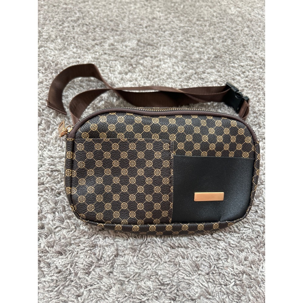 Faux Leather Belt Bag Fanny Pack Crossbody Brown